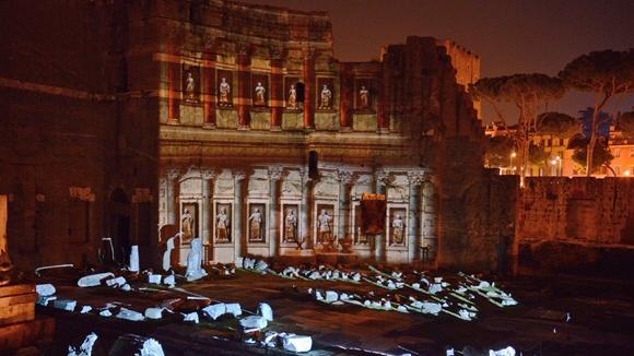Roman Forum, Palatine Hill and evening light show  - Main image
